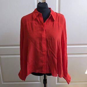 Nine West Top (never worn) - real silk red button down collared blouse